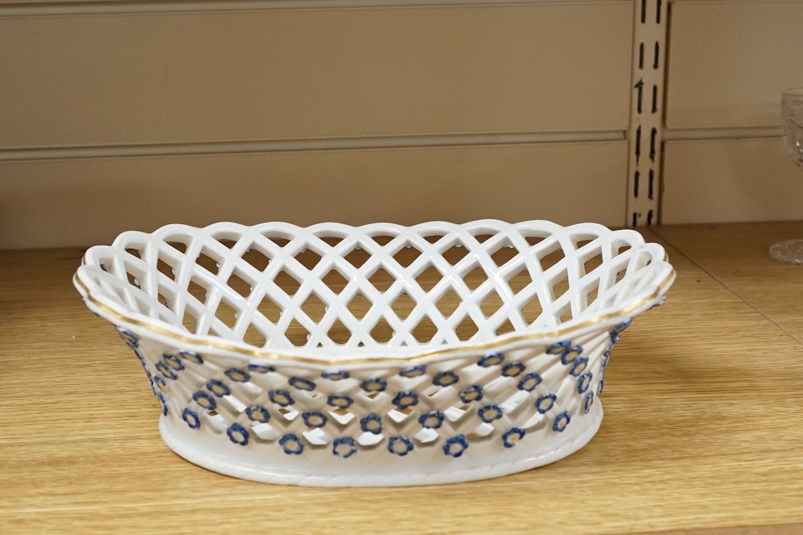 A 19th century Meissen floral basket , 23cm wide